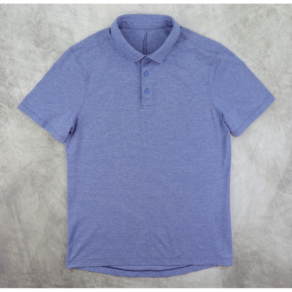 Lululemon Evolution Polo Mens Small Blue Heathered Short Sleeve Golf Shirt